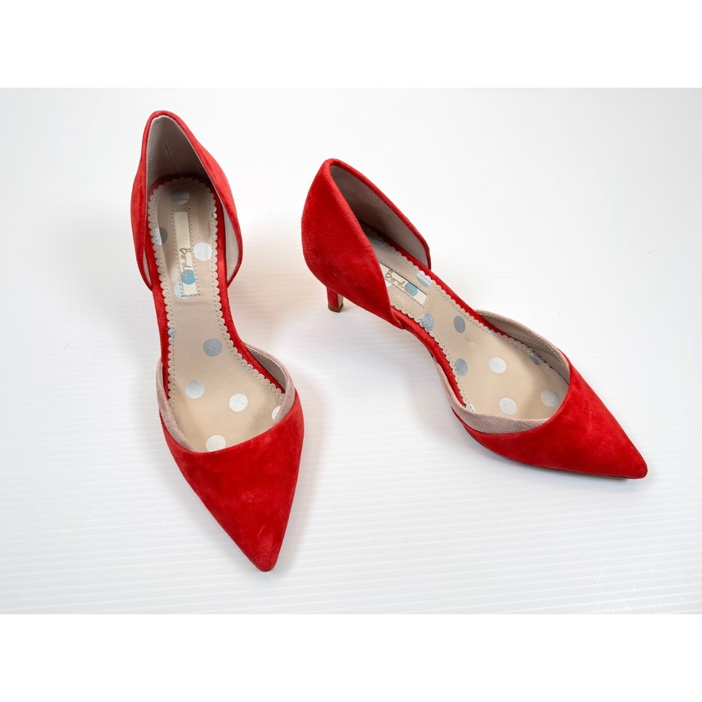 Boden D'orsay Suede Court Heels Women 38 US 7 PointedToe SlipOn Stiletto Leather